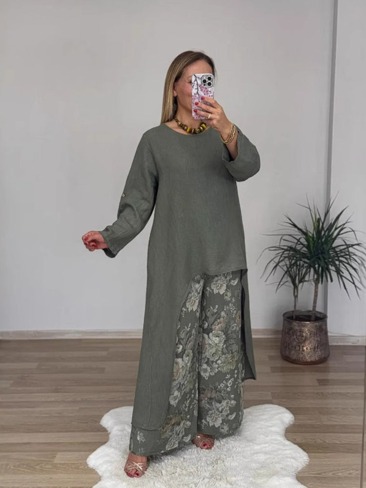 2-teiliges set | langärmeliges oberteil & weite hose