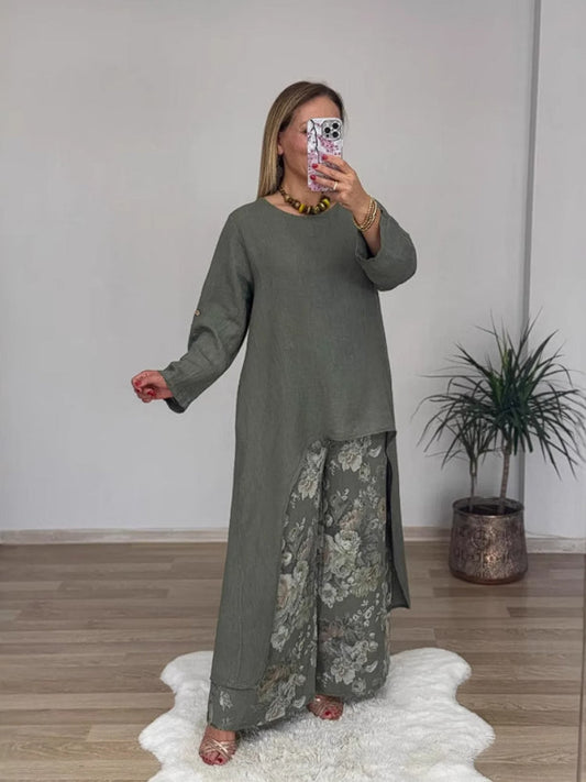 2-teiliges set | langärmeliges oberteil & weite hose