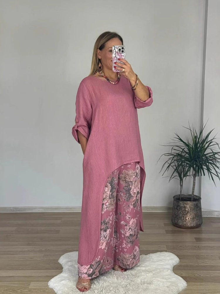 2-teiliges set | langärmeliges oberteil & weite hose