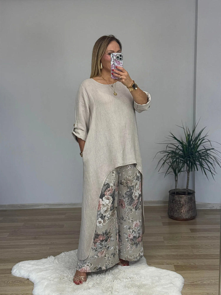 2-teiliges set | langärmeliges oberteil & weite hose