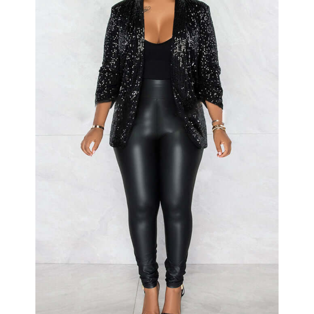 Damen Blazer mit Pailletten und Rüschen | Langarm