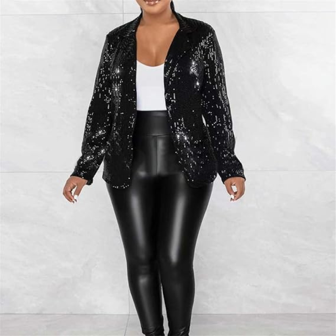 Damen Blazer mit Pailletten und Rüschen | Langarm
