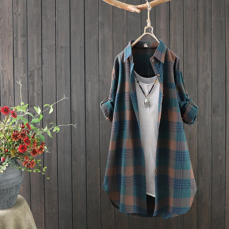 Damen Bluse mit Karomuster | Langarm