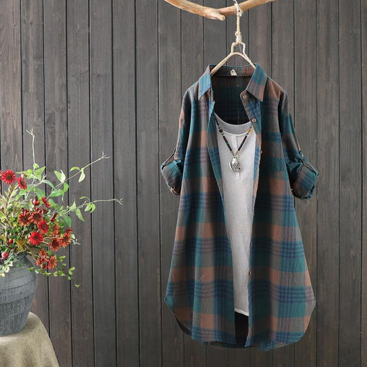 Damen Bluse mit Karomuster | Langarm