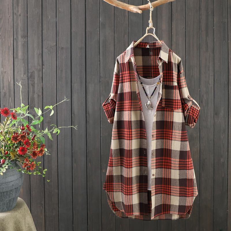 Damen Bluse mit Karomuster | Langarm