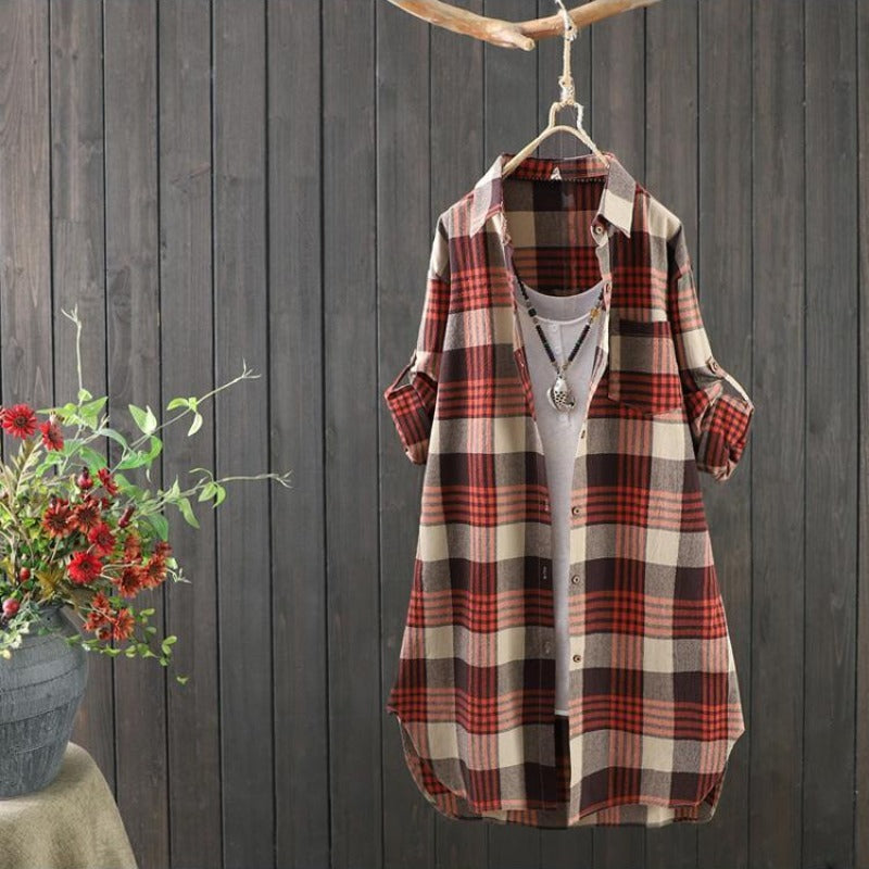 Damen Bluse mit Karomuster | Langarm