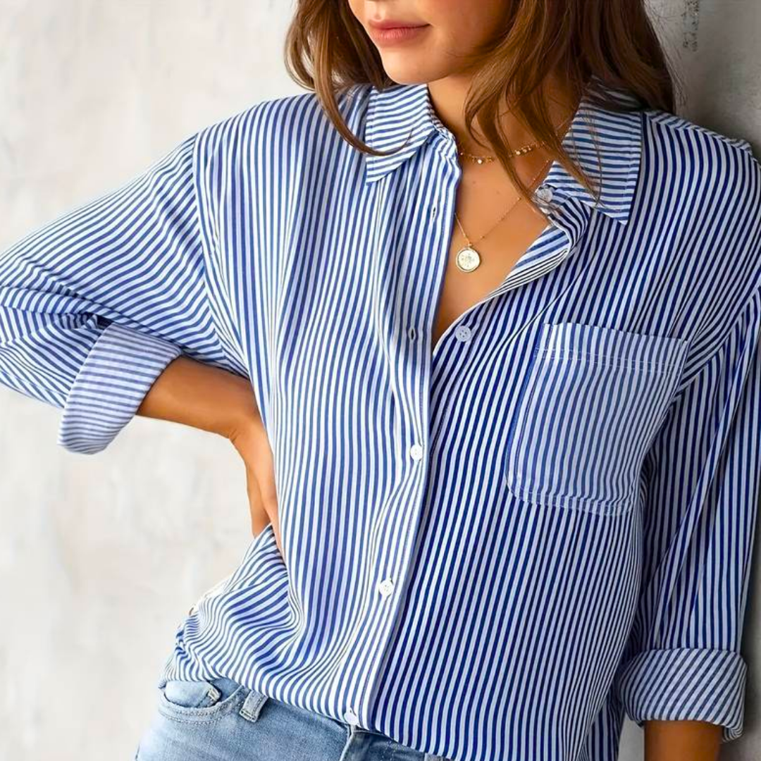 Damen Bluse mit Streifen | Langarm