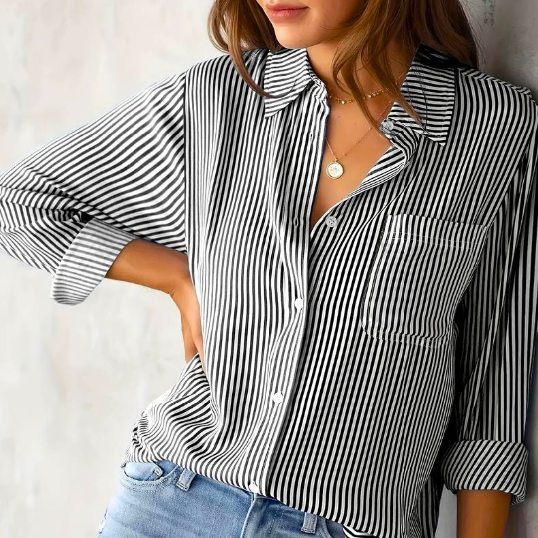 Damen Bluse mit Streifen | Langarm