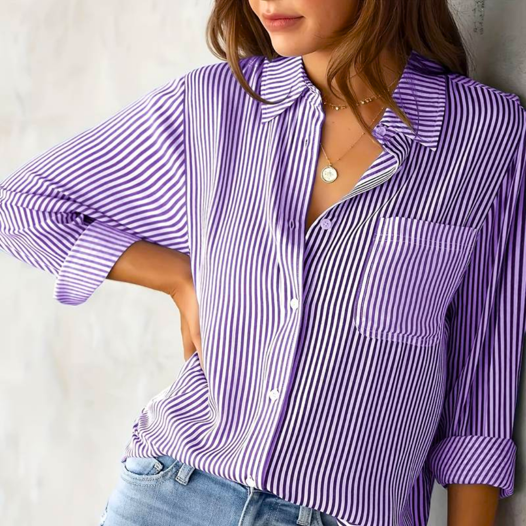 Damen Bluse mit Streifen | Langarm