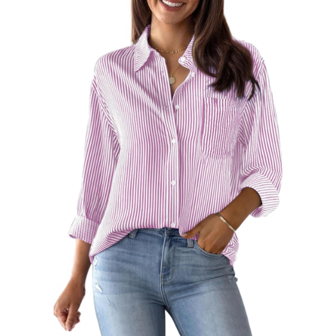 Damen Bluse mit Streifen | Langarm