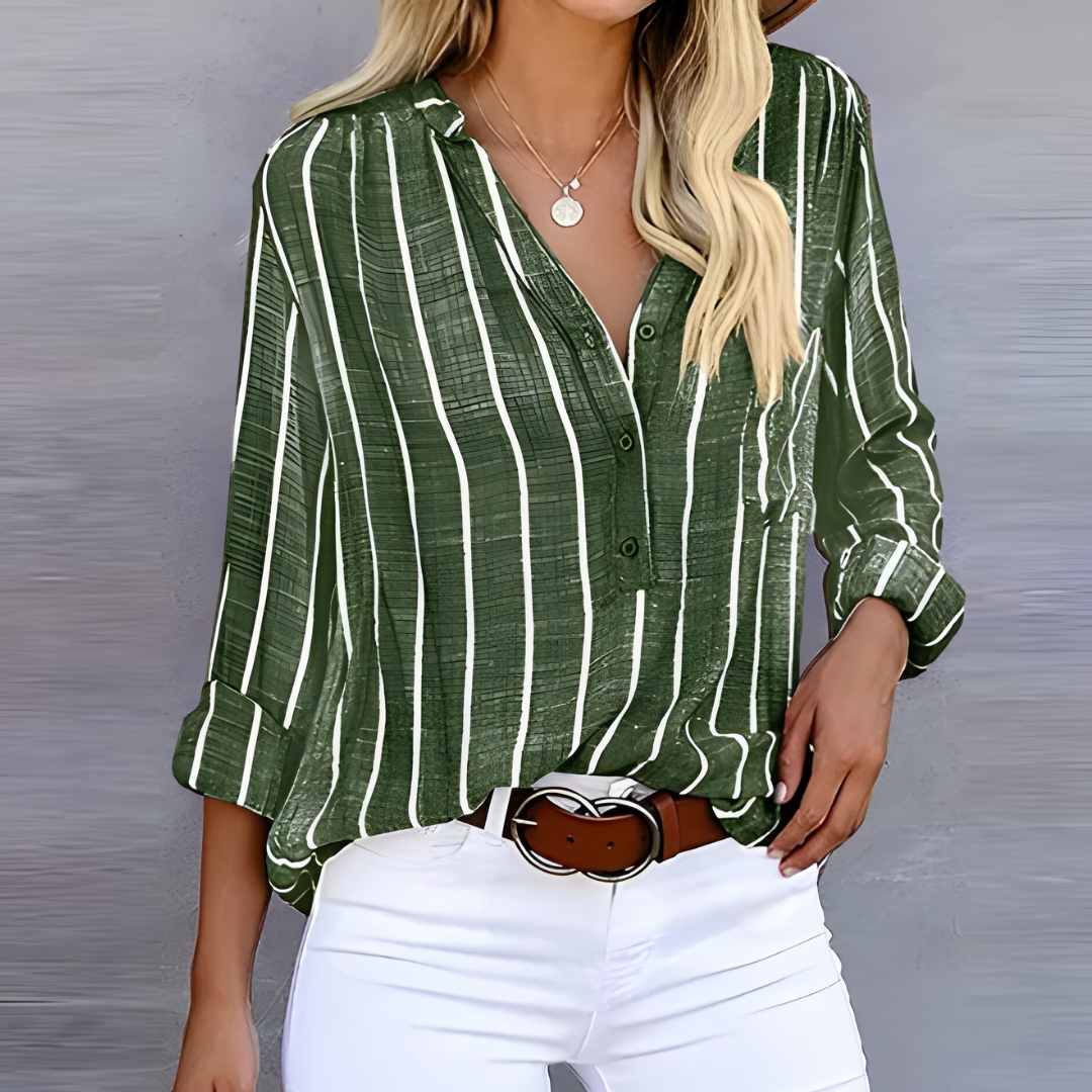 Damen Bluse mit Streifenmuster und langen Ärmeln