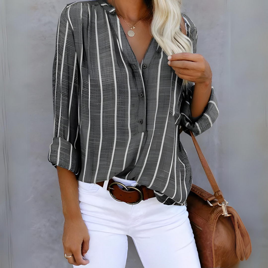 Damen Bluse mit Streifenmuster und langen Ärmeln
