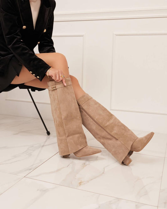 Damen Stiefel | Wildlederoptik & Blockabsatz
