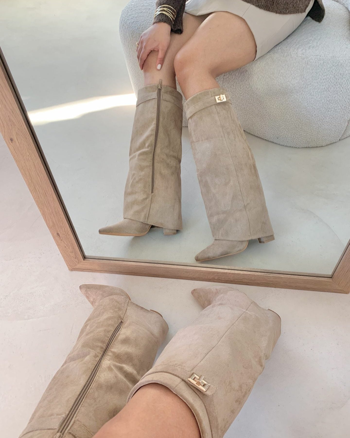 Damen Stiefel | Wildlederoptik & Blockabsatz
