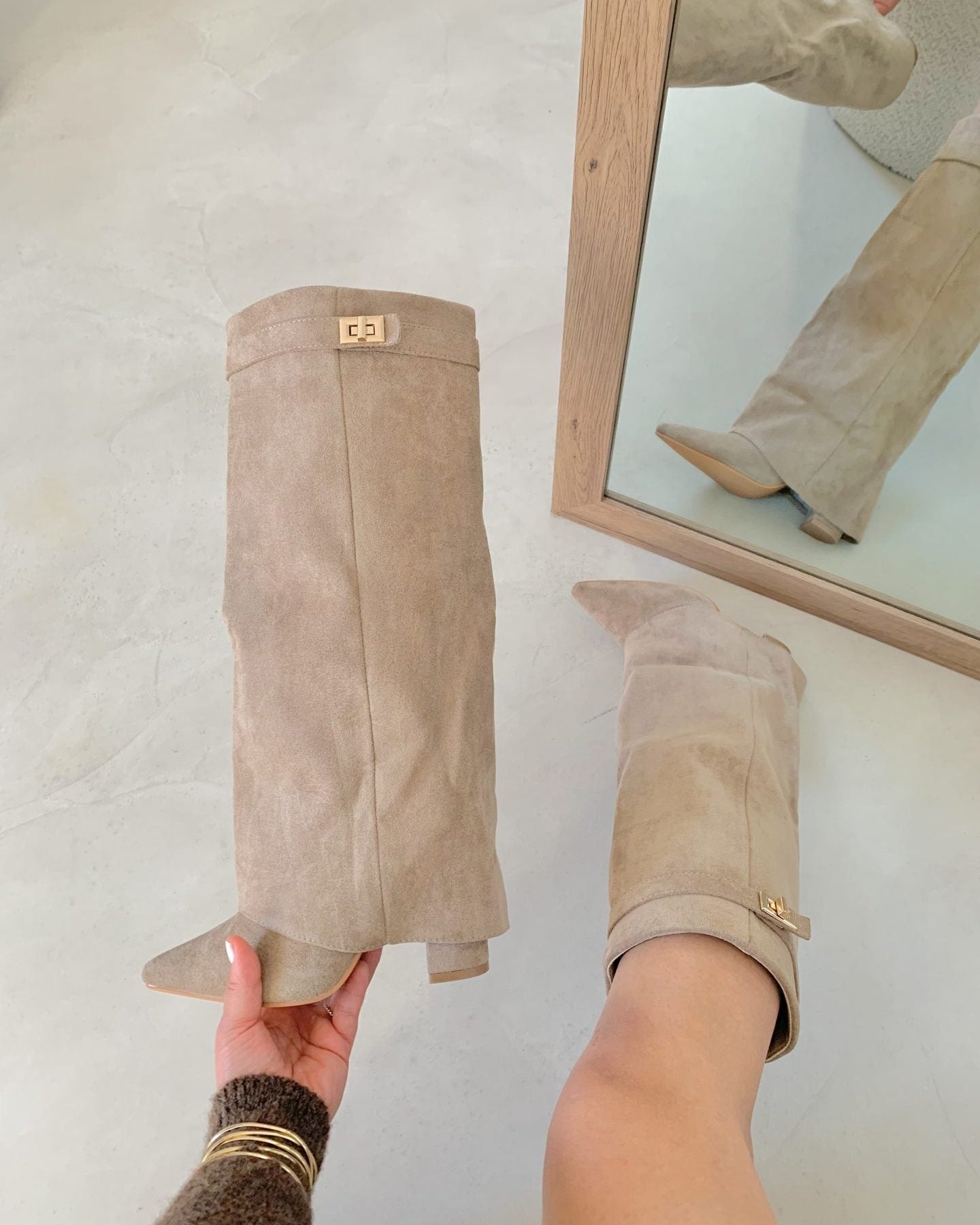 Damen Stiefel | Wildlederoptik & Blockabsatz