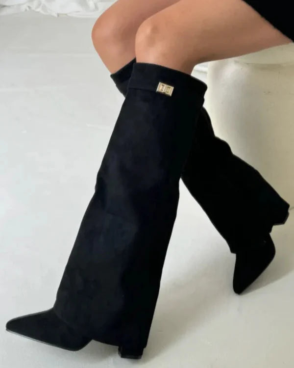 Damen Stiefel | Wildlederoptik & Blockabsatz