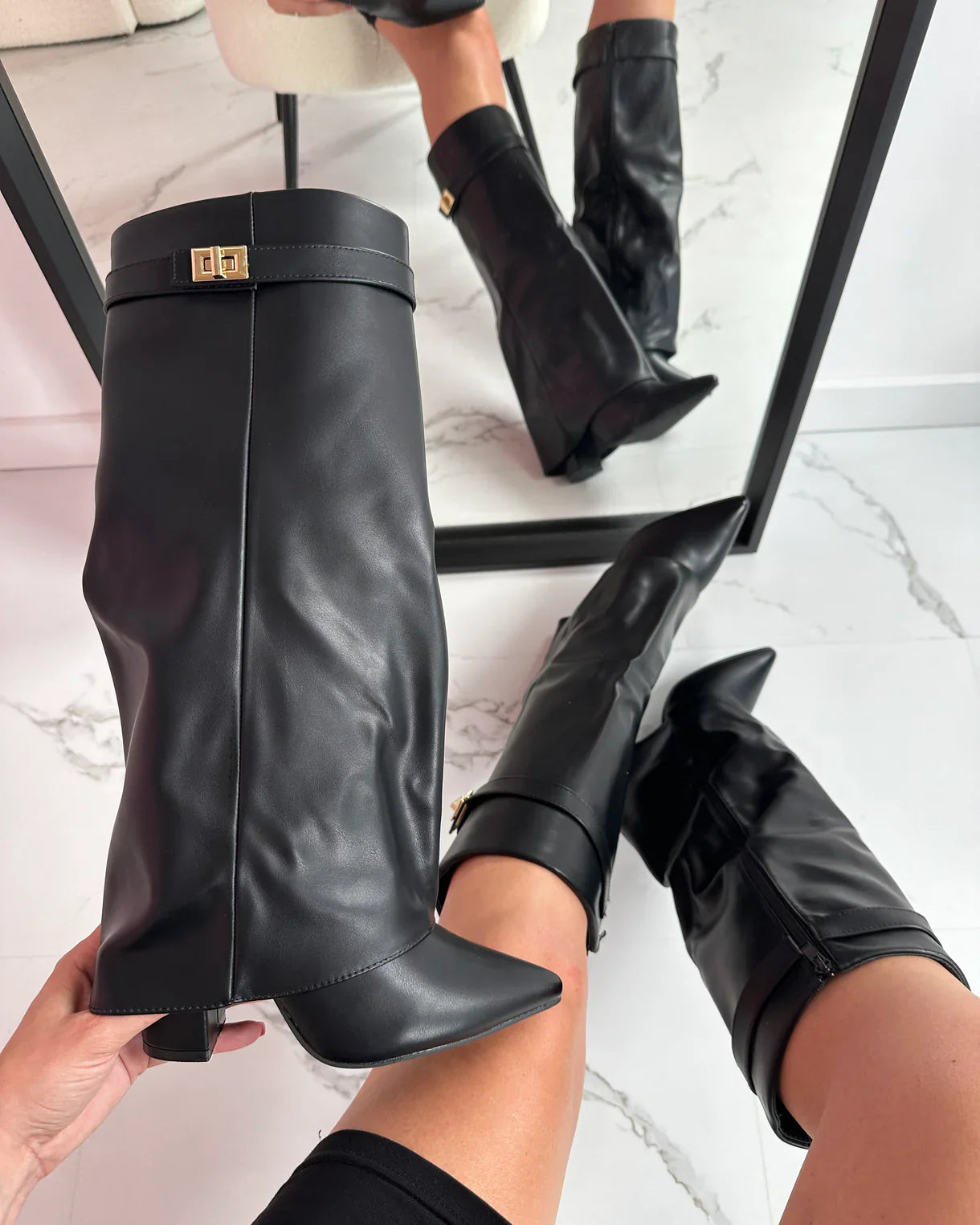 Damen Stiefel | Wildlederoptik & Blockabsatz