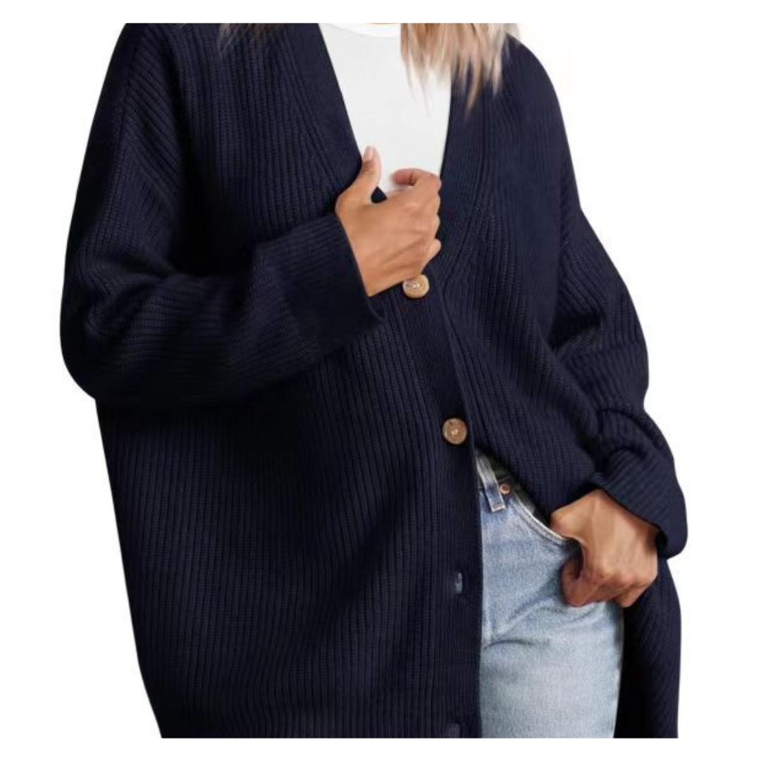 Damen Strickjacke | Langarm & Mit Knopfverschluss