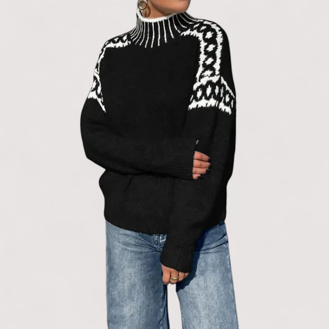 Damen Strickpullover mit hohem Kragen – Warm, weich und stilvoll für kalte Tage