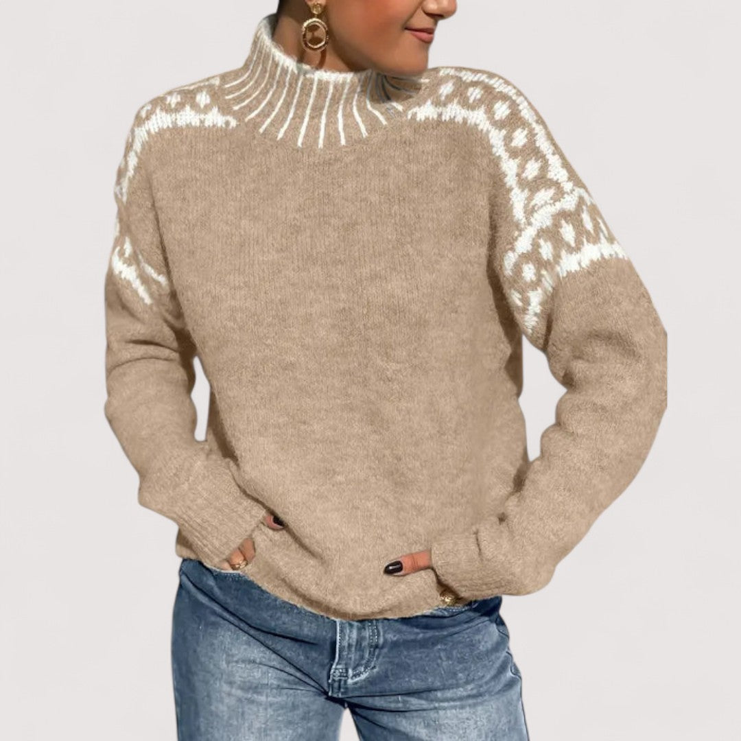 Damen Strickpullover mit hohem Kragen – Warm, weich und stilvoll für kalte Tage
