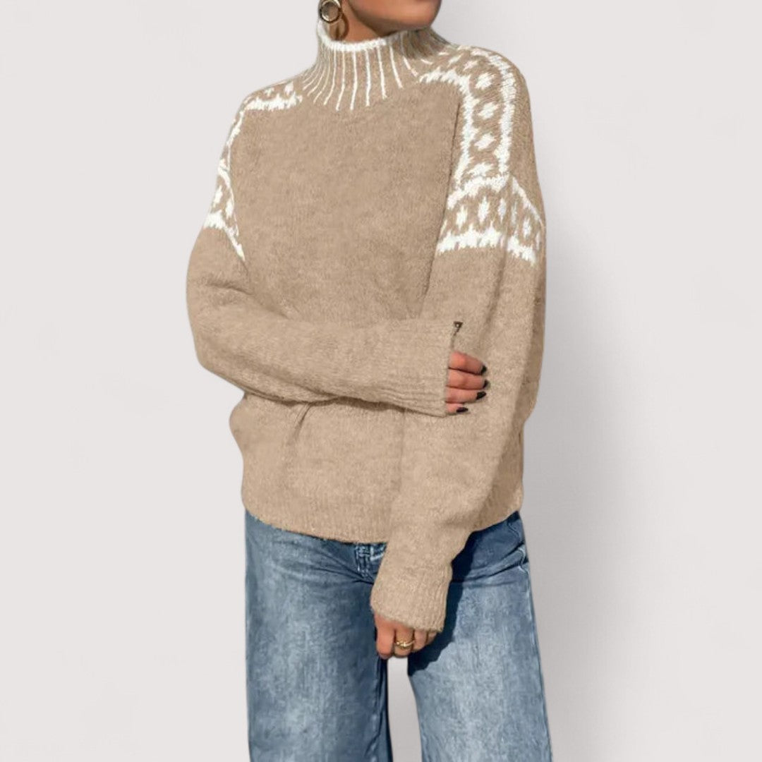 Damen Strickpullover mit hohem Kragen – Warm, weich und stilvoll für kalte Tage