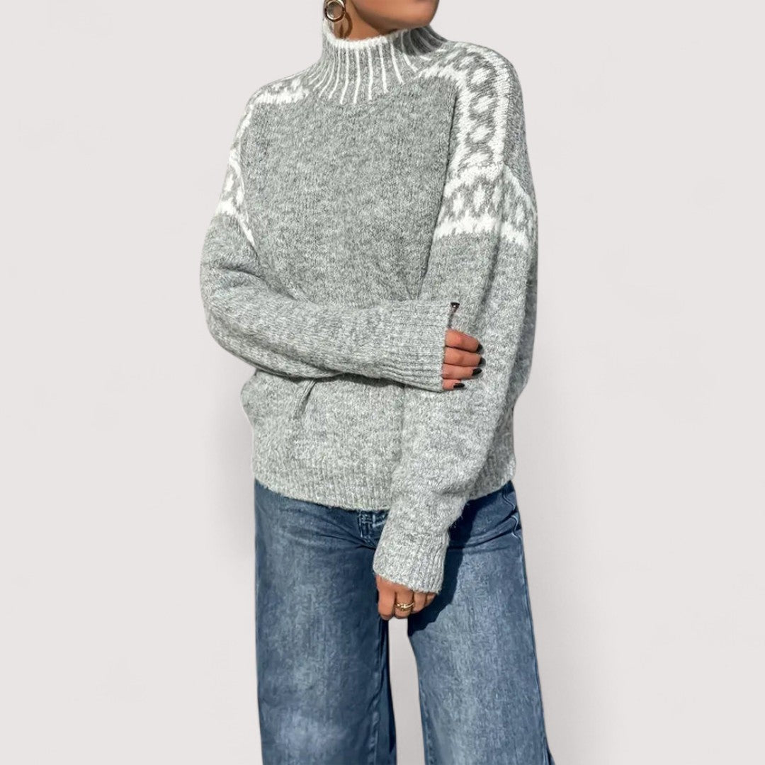 Damen Strickpullover mit hohem Kragen – Warm, weich und stilvoll für kalte Tage