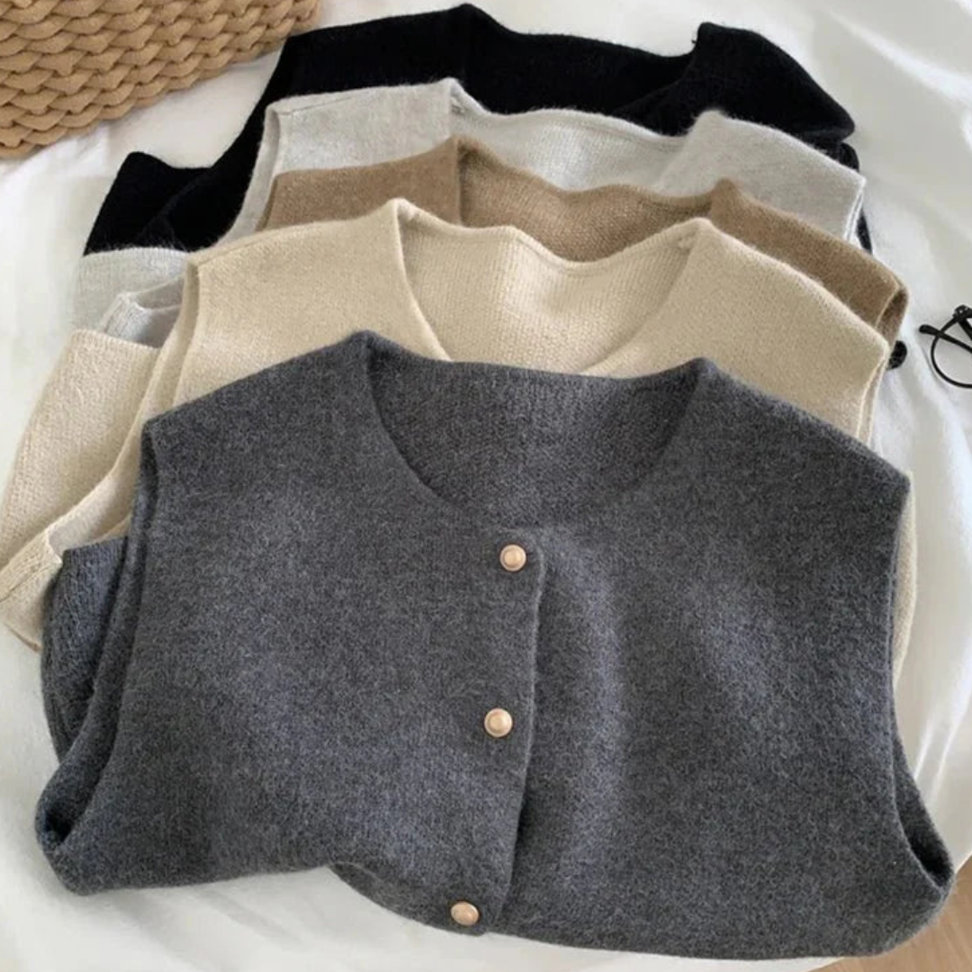 Damen Strickweste mit Knopfverschluss und Daunenfüllung