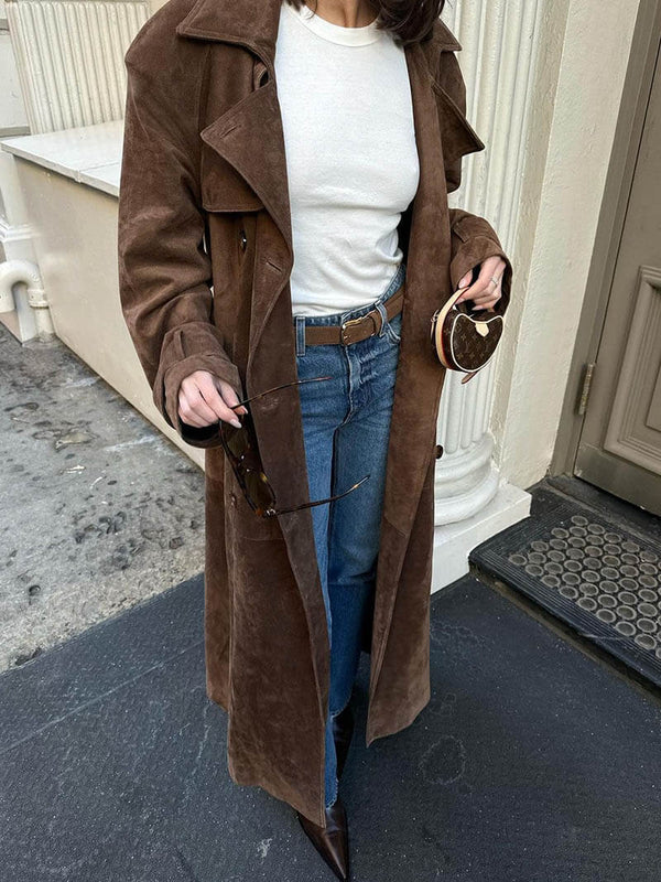 Damen Trenchcoat | Lammlederoptik