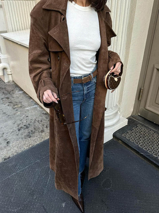 Damen Trenchcoat | Lammlederoptik