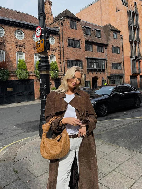 Damen Trenchcoat | Lammlederoptik
