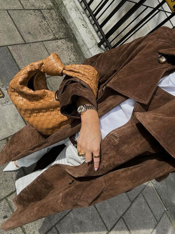 Damen Trenchcoat | Lammlederoptik