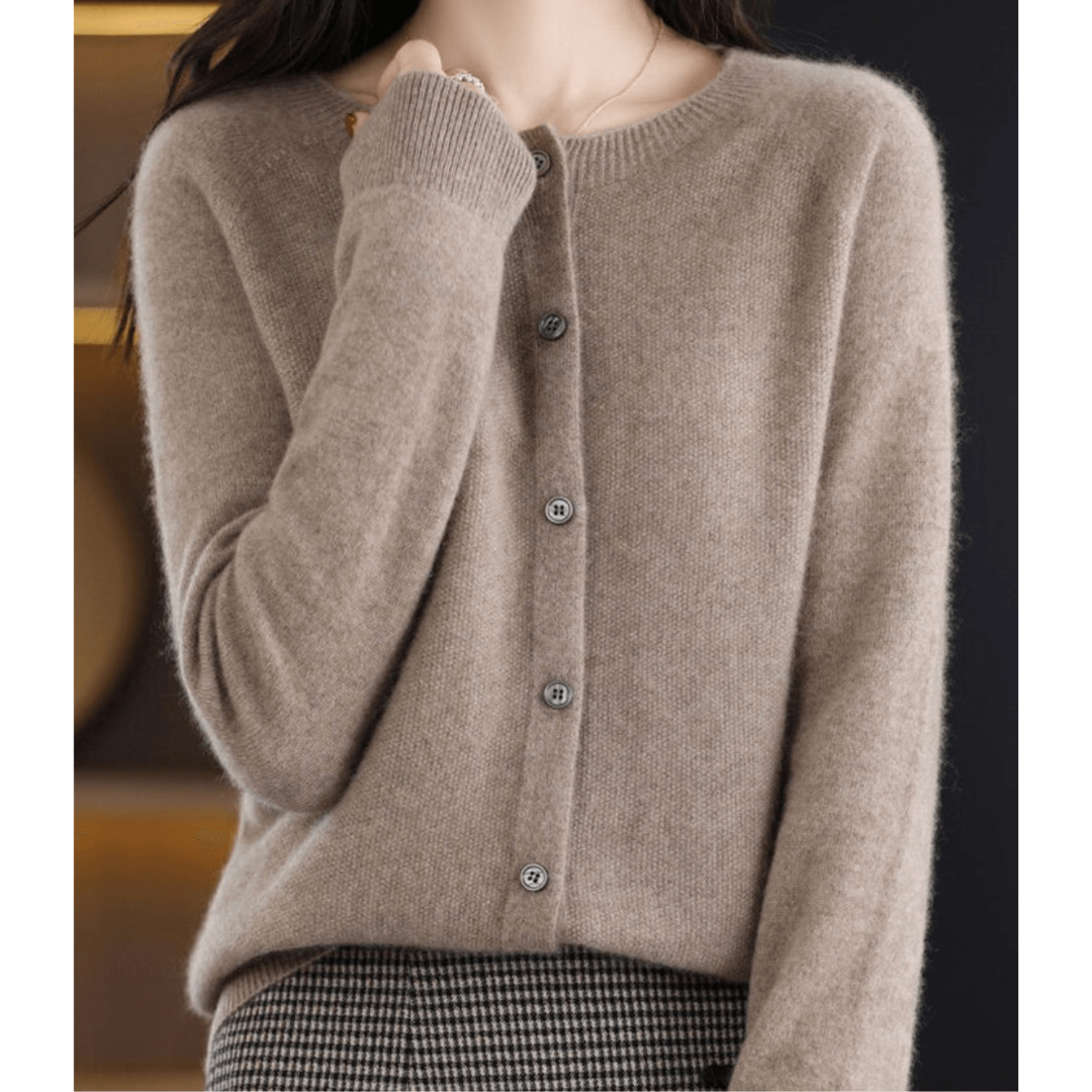 Damen Warme Knopf Daunen Strickjacke Langarm
