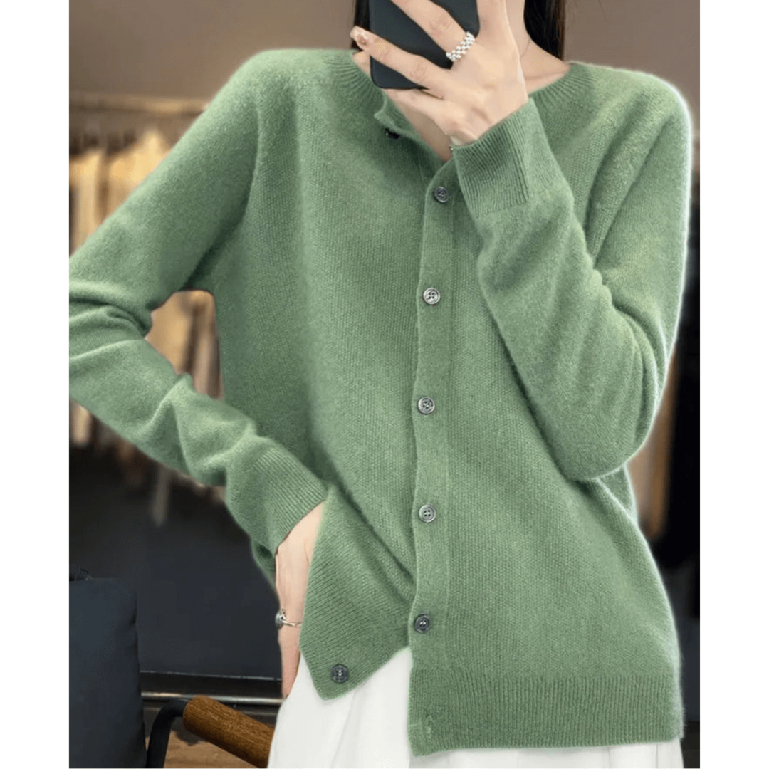 Damen Warme Knopf Daunen Strickjacke Langarm