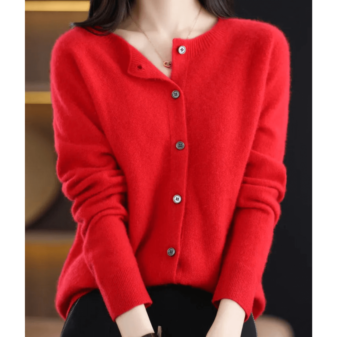 Damen Warme Knopf Daunen Strickjacke Langarm