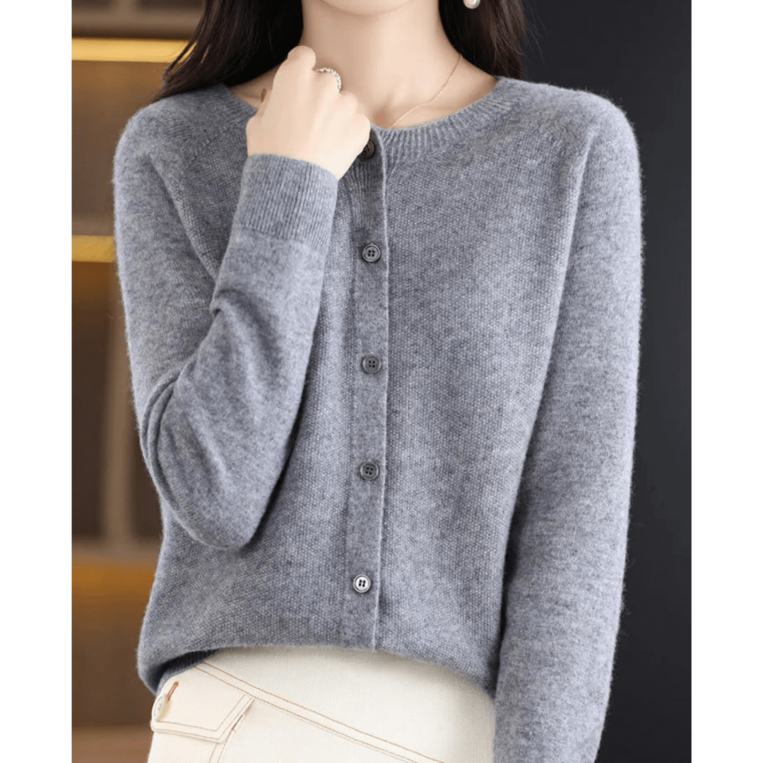 Damen Warme Knopf Daunen Strickjacke Langarm