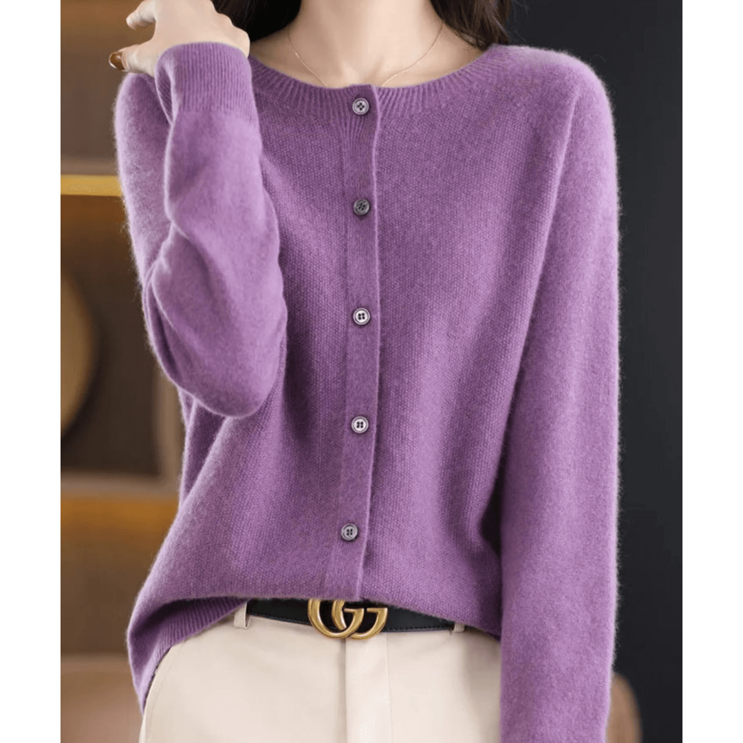 Damen Warme Knopf Daunen Strickjacke Langarm