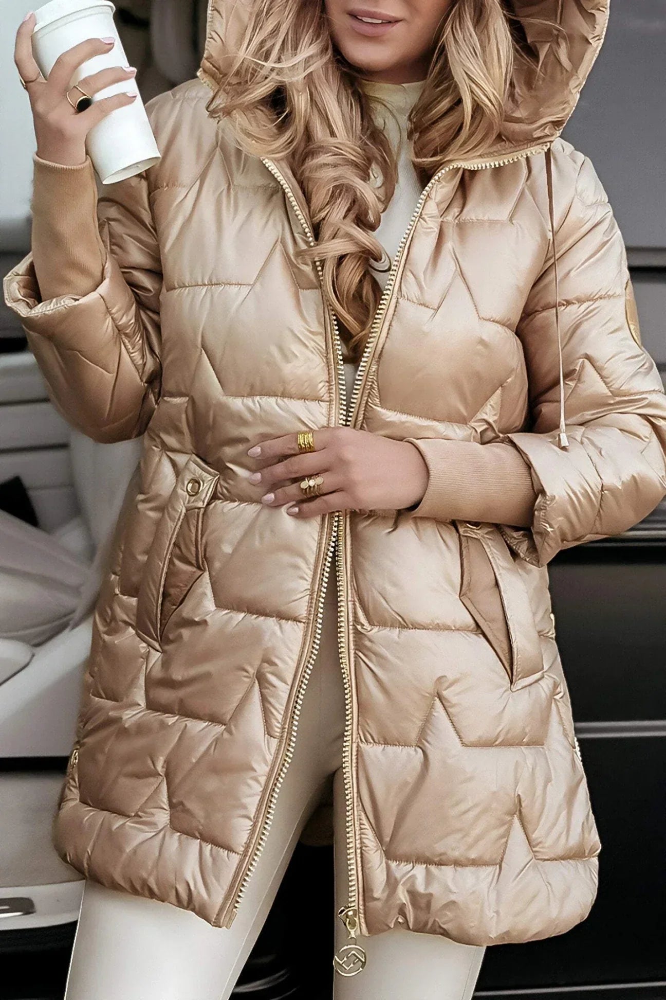 Damen Winterjacke | Gewattet mit Kapuze