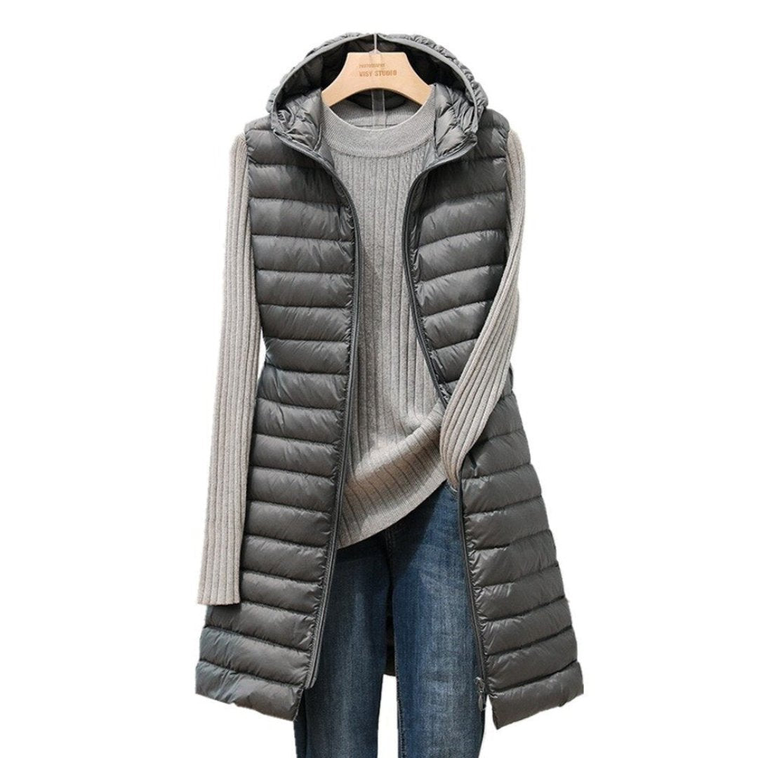 Damen Ärmellose Lange Steppweste | Warm & Stilvoll