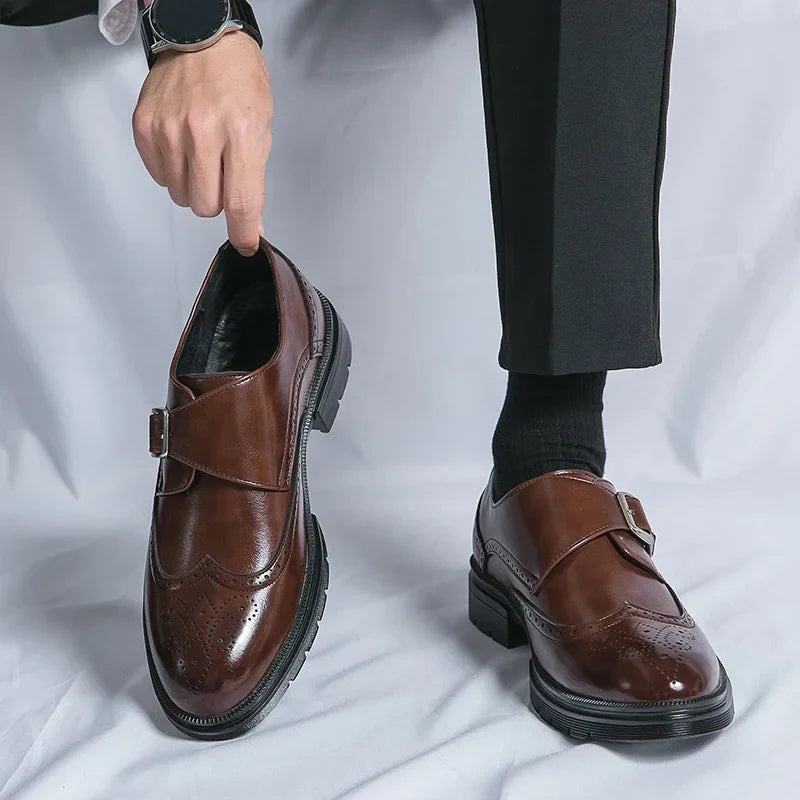 Herren Schnallenschuhe | Feine Oberfläche, Seitliche Schnalle, Flexible Laufsohle