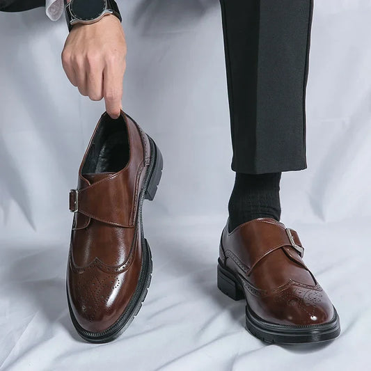 Herren Schnallenschuhe | Feine Oberfläche, Seitliche Schnalle, Flexible Laufsohle