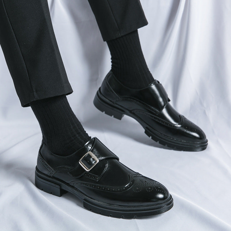 Herren Schnallenschuhe | Feine Oberfläche, Seitliche Schnalle, Flexible Laufsohle