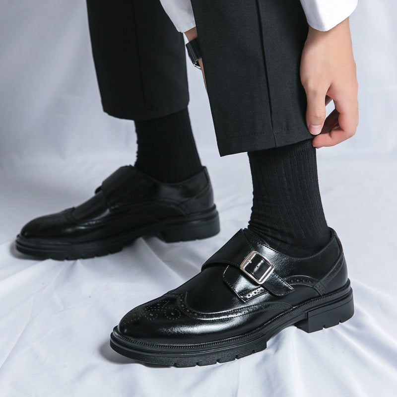 Herren Schnallenschuhe | Feine Oberfläche, Seitliche Schnalle, Flexible Laufsohle