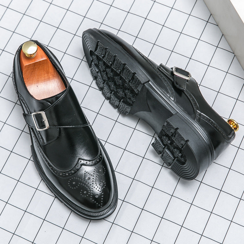 Herren Schnallenschuhe | Feine Oberfläche, Seitliche Schnalle, Flexible Laufsohle