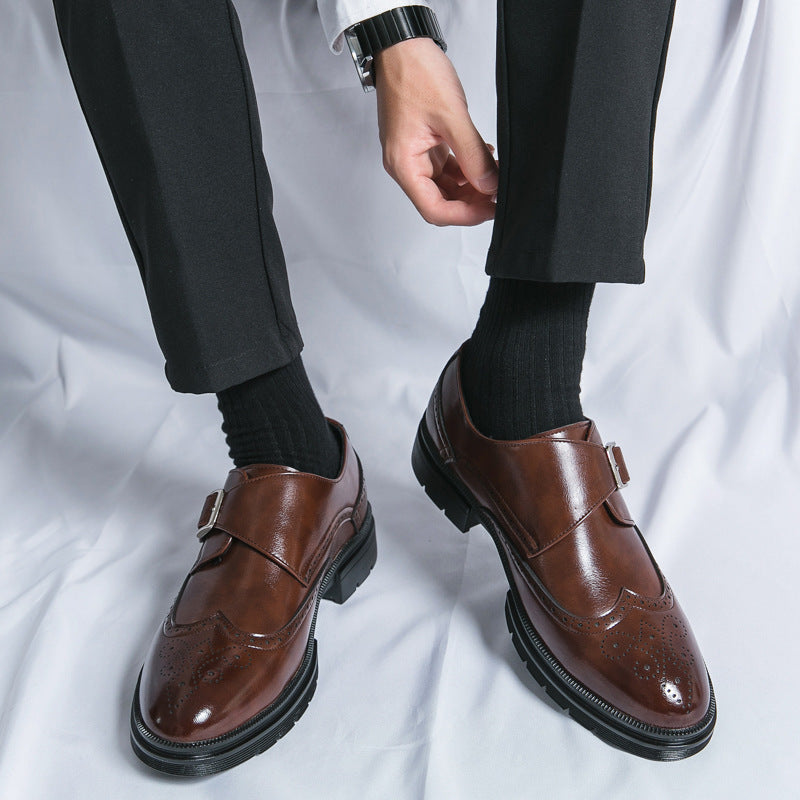 Herren Schnallenschuhe | Feine Oberfläche, Seitliche Schnalle, Flexible Laufsohle