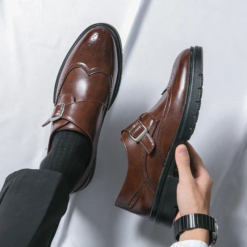 Herren Schnallenschuhe | Feine Oberfläche, Seitliche Schnalle, Flexible Laufsohle