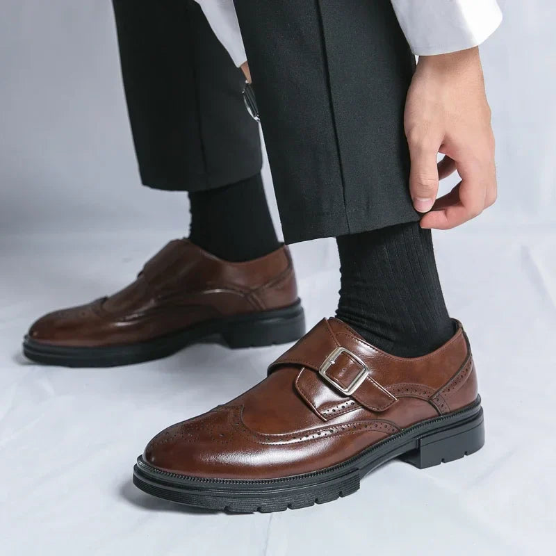 Herren Schnallenschuhe | Feine Oberfläche, Seitliche Schnalle, Flexible Laufsohle