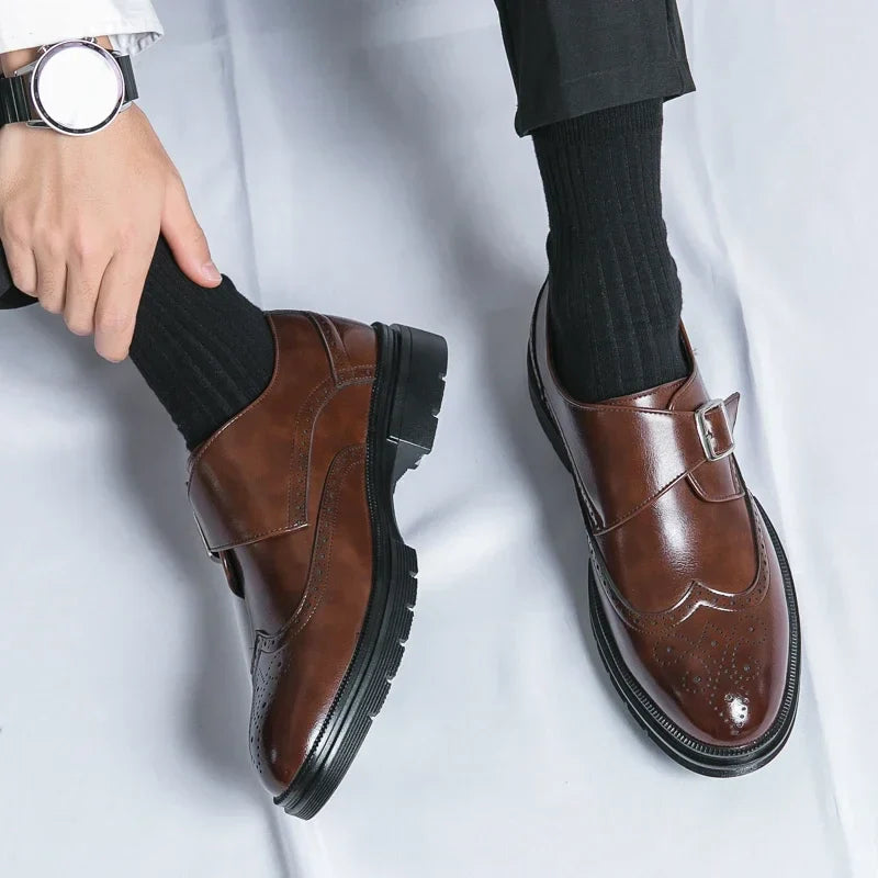 Herren Schnallenschuhe | Feine Oberfläche, Seitliche Schnalle, Flexible Laufsohle