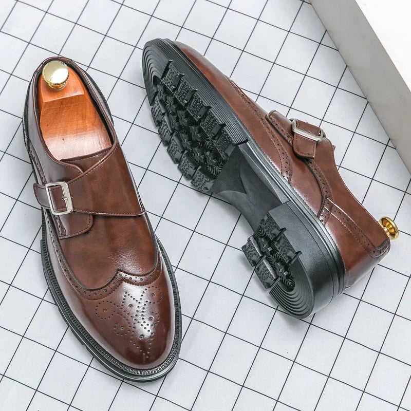 Herren Schnallenschuhe | Feine Oberfläche, Seitliche Schnalle, Flexible Laufsohle