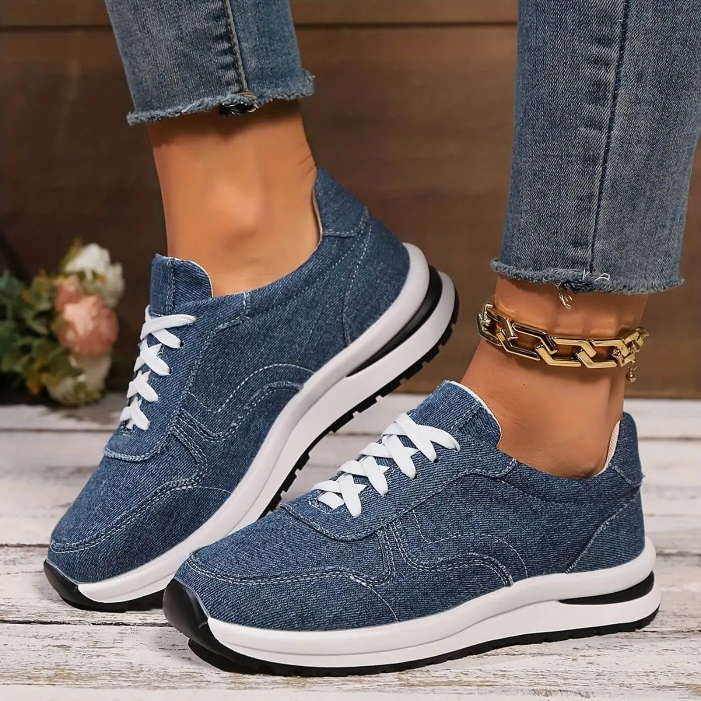Herren Sneaker | Denim-Look | Atmungsaktives Obermaterial & Rutschfeste Sohle