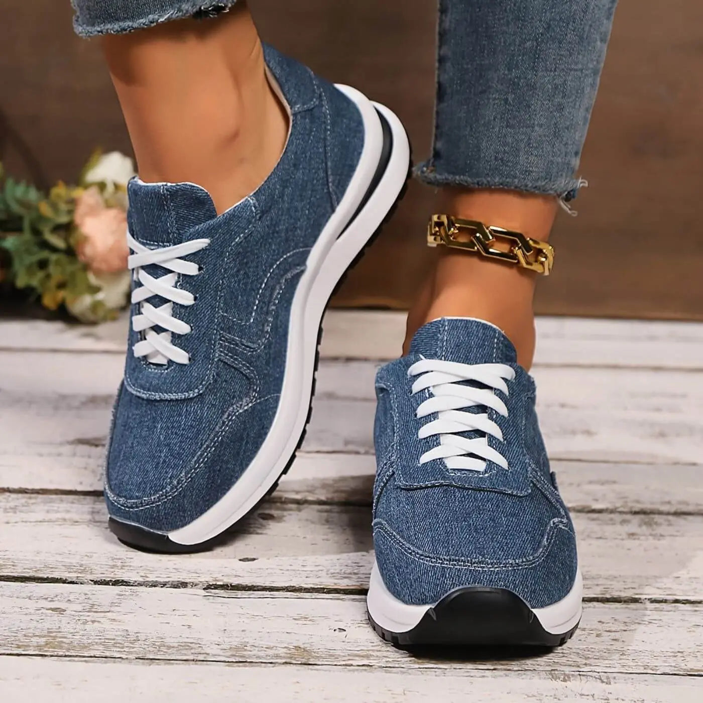 Herren Sneaker | Denim-Look | Atmungsaktives Obermaterial & Rutschfeste Sohle